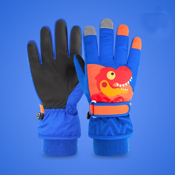 Hwmodou Cotton Blend Toddler Mittens Children Ski Gloves Boys Winter Style Thick Little Dinosaur Cartoon Bike