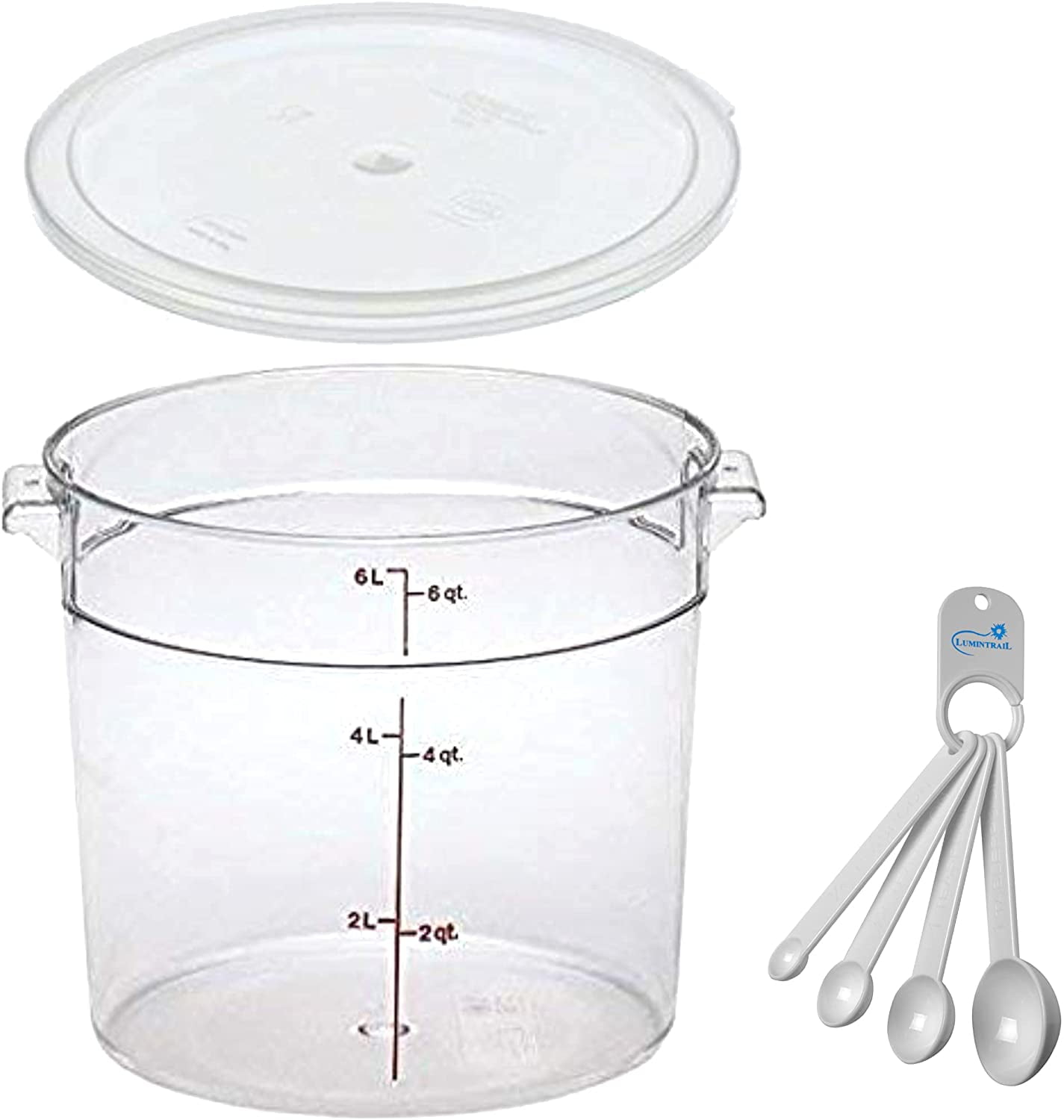 Cambro 6 Quart Round Food Storage Container, Clear, with a Clear Lid