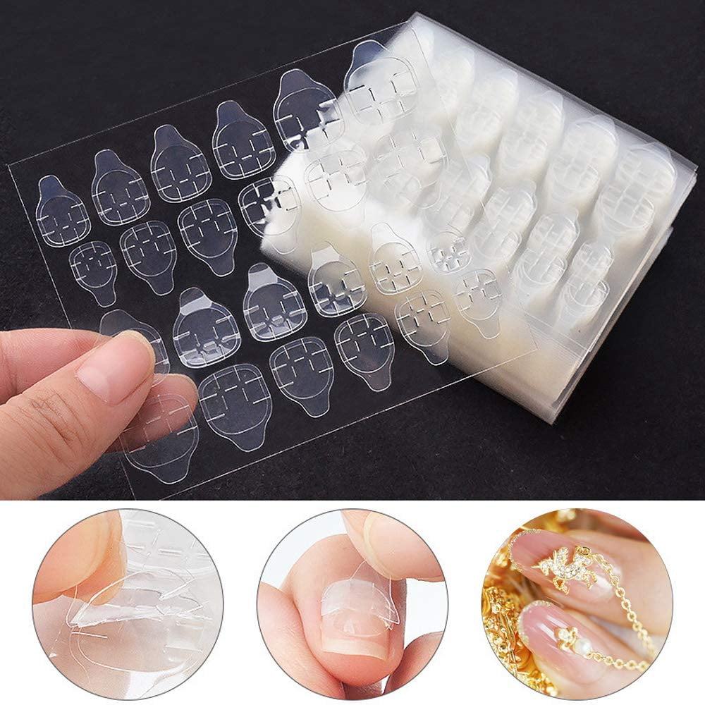 10 Sheets / 240 Pcs Nail Manicure Double Sided Adhesive Clear Tape Glue ...