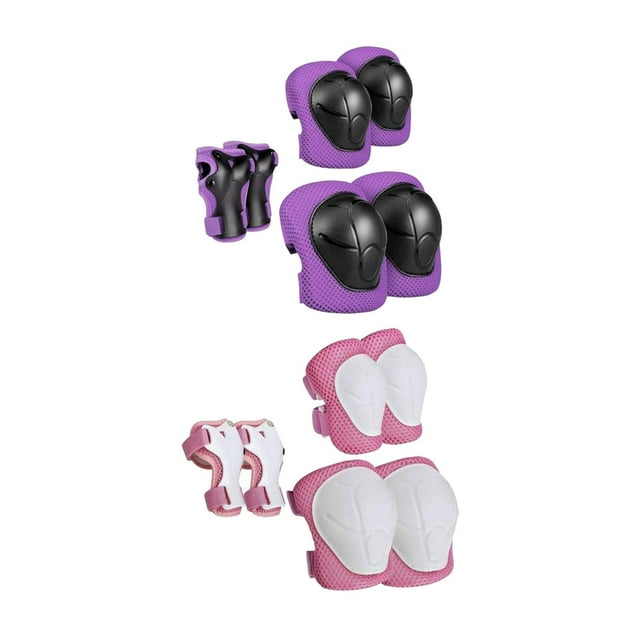 Almencla Ensemble d'Équipement de Protection pour Enfant, Léger, Ajustable, Confortable, Poignet, Coude, Genou, Rose