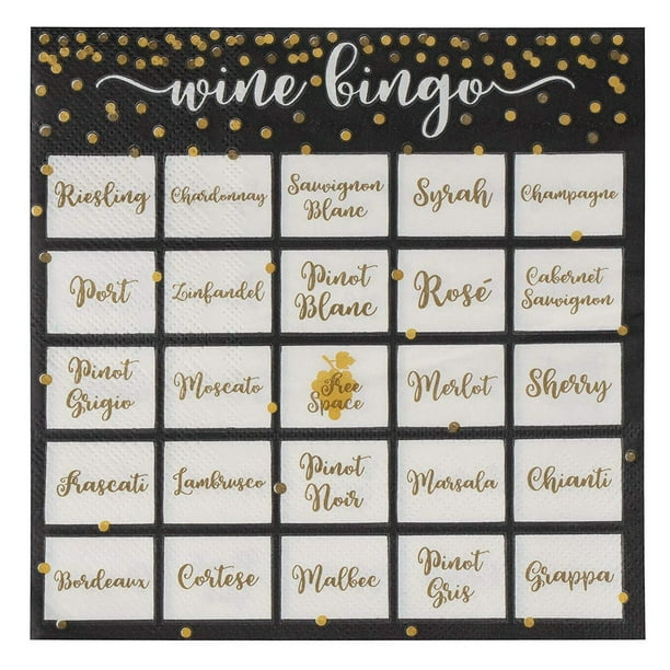 Fun Wine Napkins 100 Pack Disposable Paper Napkins 2 Ply Wine Tasting Party Supplies Wine Bingo Print Black Luncheon Size Folded 6 5 X 6 5 Inches Walmart Com Walmart Com