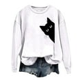 thumbnail image 4 of Bibifish Women Sweatshirts Cat Graphic Print Casual Long Sleeve Crewneck Sweatshirts Fashion Autumn Winter Daily Wear Pullover Tops, 4 of 4