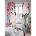 thumbnail image 6 of Bird Floral Sheer Curtains for Living Room Bedroom, Hummingbird Spring Decorative Pink Background Light Filtering Sheer Curtain Rod Pocket Voile Window Treaments Drapes, 52 x 108 Inches, 6 of 9