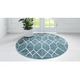 thumbnail image 4 of Unique Loom Matrix Trellis Collection Area Rug - Deco (7' Round Blue/Ivory), 4 of 10