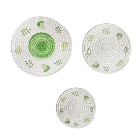 

JINGT 3Pcs Cotton Knitted Drink Coaster Heat Insulation Cup Pad Mat Table Protector C