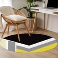 thumbnail image 4 of Abstract Yellow Black Round Area Rug 3.3Ft Washable Circle Rugs for Dining Room Table, Modern Geometric Color Blocks Non-Slip Carpet Floor Mats Indoor Outdoor Carpet Runner Aesthetic Home Decor, 4 of 8