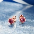 thumbnail image 3 of Gem Stone King 1.04 Ct 5mm Pink Created Sapphire 18K Rose Gold Plated Silver Kitty Cat Stud Earrings for Women Men, 3 of 4