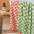 thumbnail image 3 of Paquete de 2 toallas de baño Jacquotha Checkered, 140 x 70 cm, naranja y verde, 3 of 7