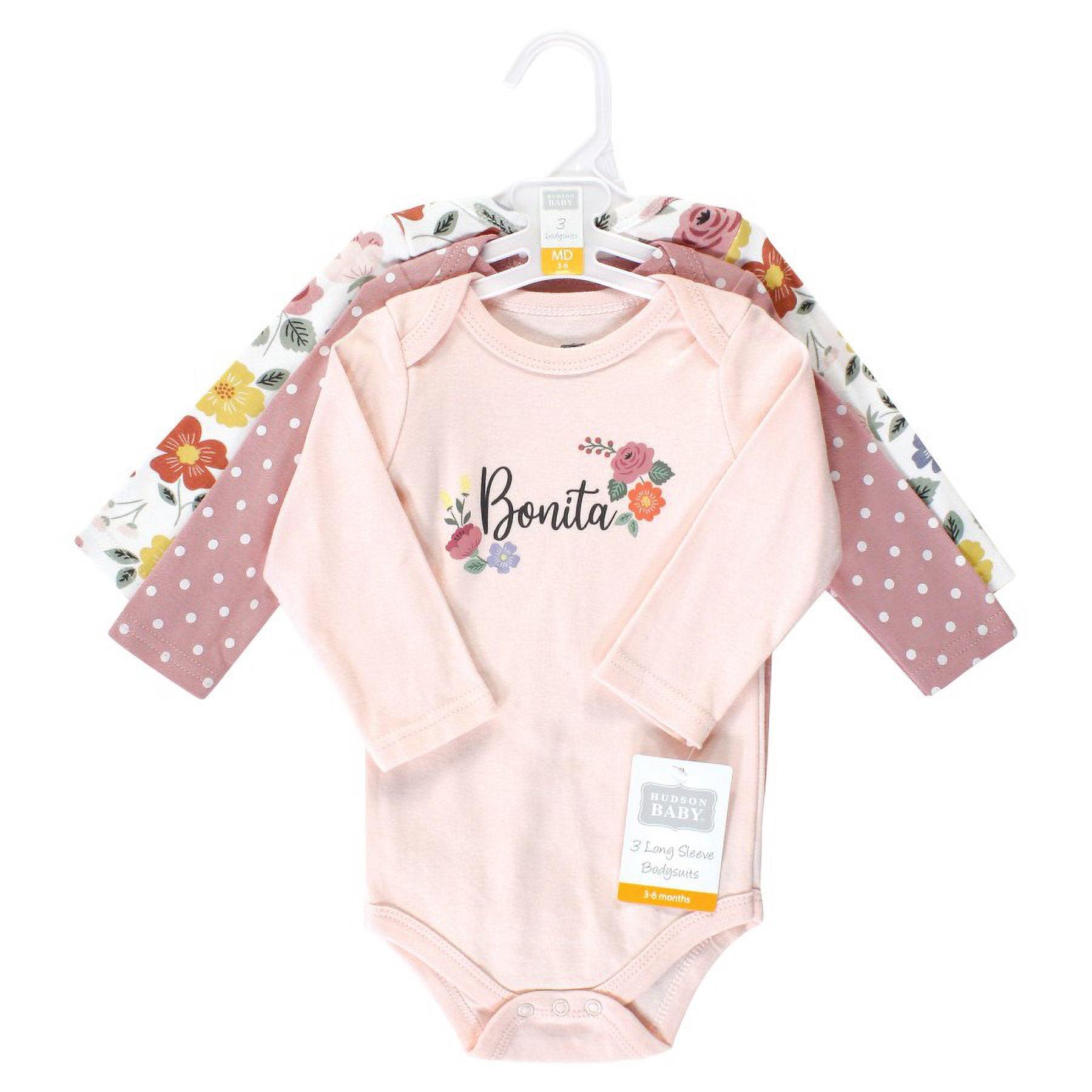 Hudson Baby Cotton Long-Sleeve Bodysuits, 3-Pack, Newborn- 24 Months