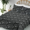 thumbnail image 3 of Ambesonne Floral Design Fitted & Flat Sheet with Sham 3 Pcs Set, Ethno Flowers Pattern, Twin XL, Charcoal Grey and Off White, 3 of 5