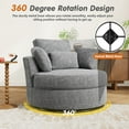 thumbnail image 5 of FFH 42" Oversized Swivel Accent Chair with Storage Ottoman, Comfy Chenille Armchair for Living Room, 360-Degree Swivel Barrel Chair, Metal Base, Gray, 5 of 13