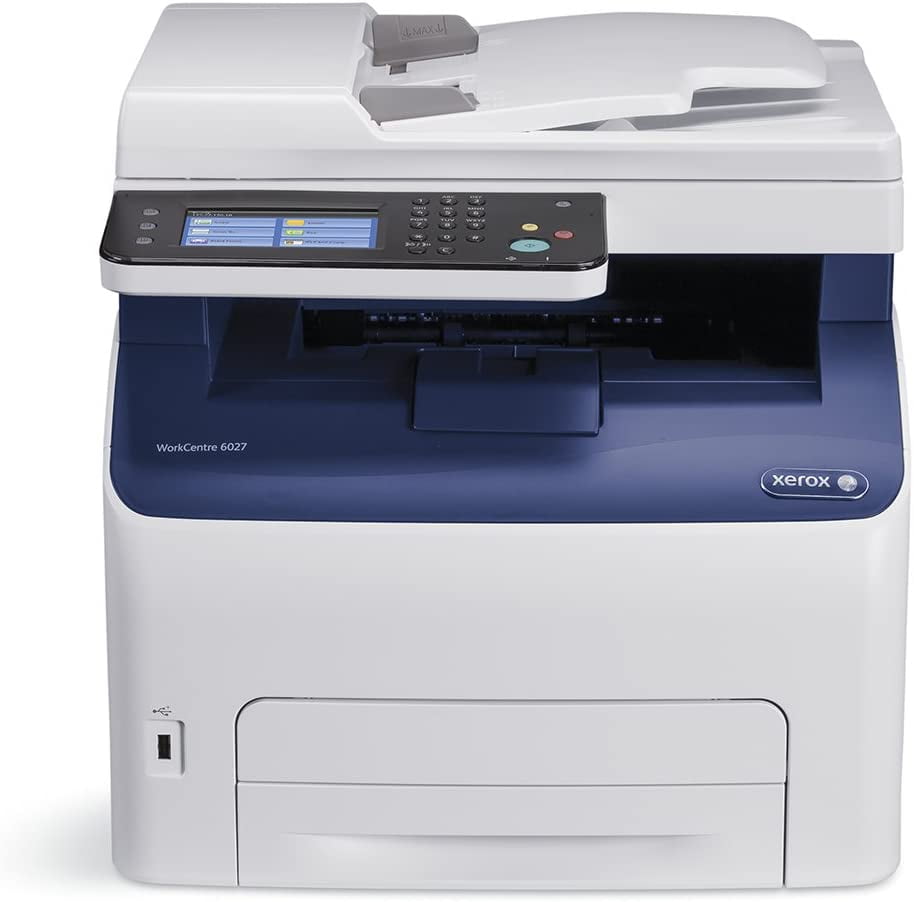 Xerox WorkCentre 6027/NI Wireless Color Multifunction Printer – Print, Copy, Scan, Fax, 18 ppm, 1200 x 2400 dpi, USB, Ethernet, Wi-Fi, 150-Sheet Input Tray