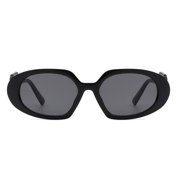Black Irregular Frame Sunglasses - Dark Lens UV Protection Edgy Stylish Eyewear