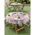 thumbnail image 3 of Outdoor Tablecloth with Umbrella Hole and Zipper, Easter Bunny Round Table Cloth 54 Inch Waterproof Tablecloth, Colorful Eggs Cute Rabbit Pink White Plaid Picnic Table Cover for Patio Camping, 3 of 7