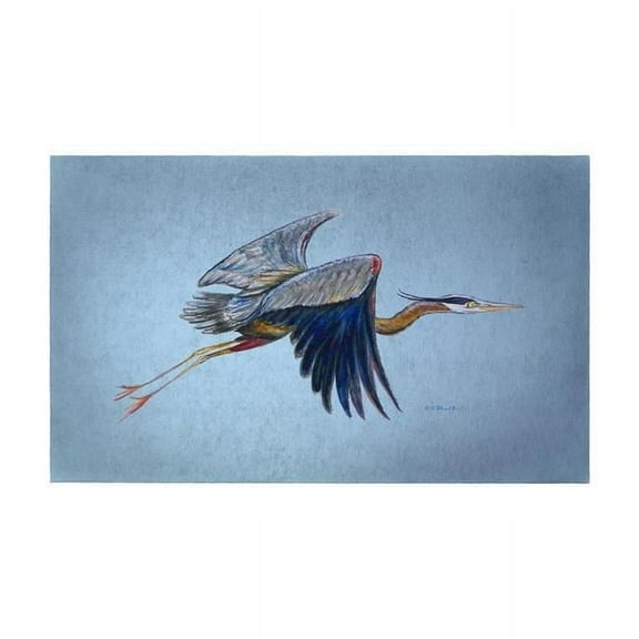 Betsy Drake DM327G Eddies Blue Heron Door Mat - 30 x 50 in.