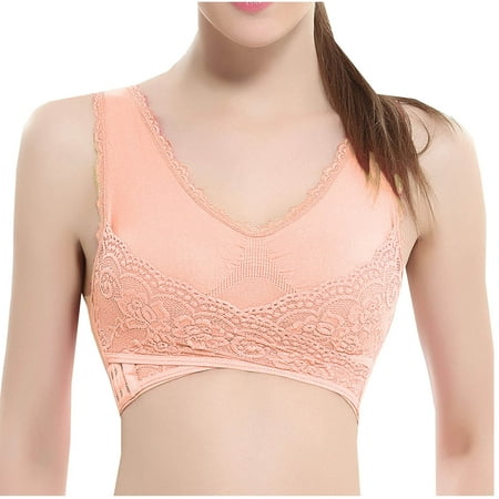

UHUYA Womens Bras Mothers Day Gifts Traceless Comfortable No Steel Ring Vest Breathable Gathering Bra Underwear Pink 38/85BC