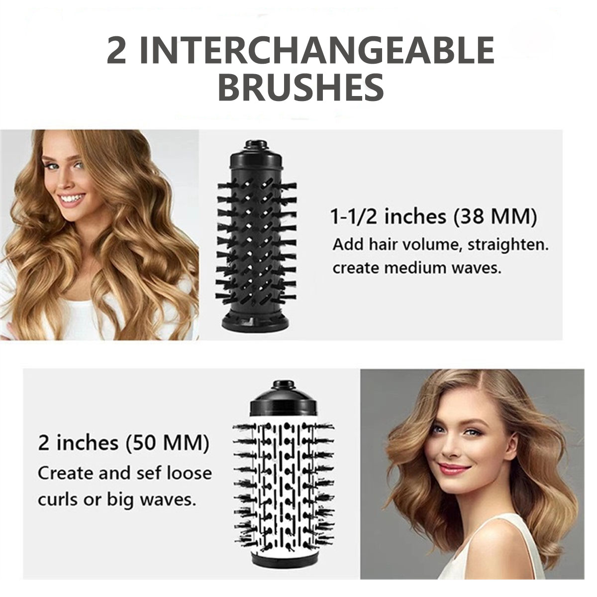 Yiliangx 3 In 1 Hot Air Styler And Rotating Hair Dryer Multifunction Electric Hair Styler Comb,(Grey)