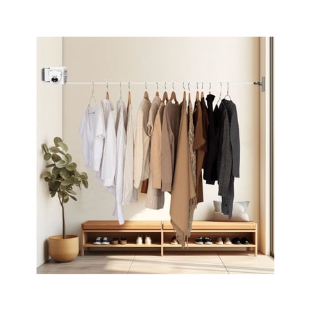 160mm Wall Mountable Clothes Line - Retractable Laundry Dryer Rack, Foldable Space Saving Hanger - White