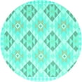 thumbnail image 1 of Ahgly Company Machine Washable Indoor Round Southwestern Turquoise Blue Country Area Rugs, 8' Round, 1 of 4