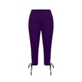 thumbnail image 5 of Jxximdong Leggings for Women Solid Color Tie Bow High Waist Cropped Pants Lightweight And Comfortable Soft Casual Pajama Pants Purple XXL Yoga Pants, 5 of 6