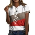 thumbnail image 2 of pstuiky Women Fashion Casual Printing Shirts Short Sleeve Loose Tee Tops V Neck Blouse Summer Savings, 2 of 5