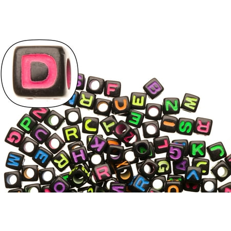 - Mix Neon Colored Alphabet Beads Black Base Acrylic Cubes 7x7mm
