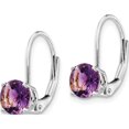 thumbnail image 2 of 14K White Gold 6mm Amethyst Leverback Earrings (17 X 6) Made In India xlb112wam, 2 of 5