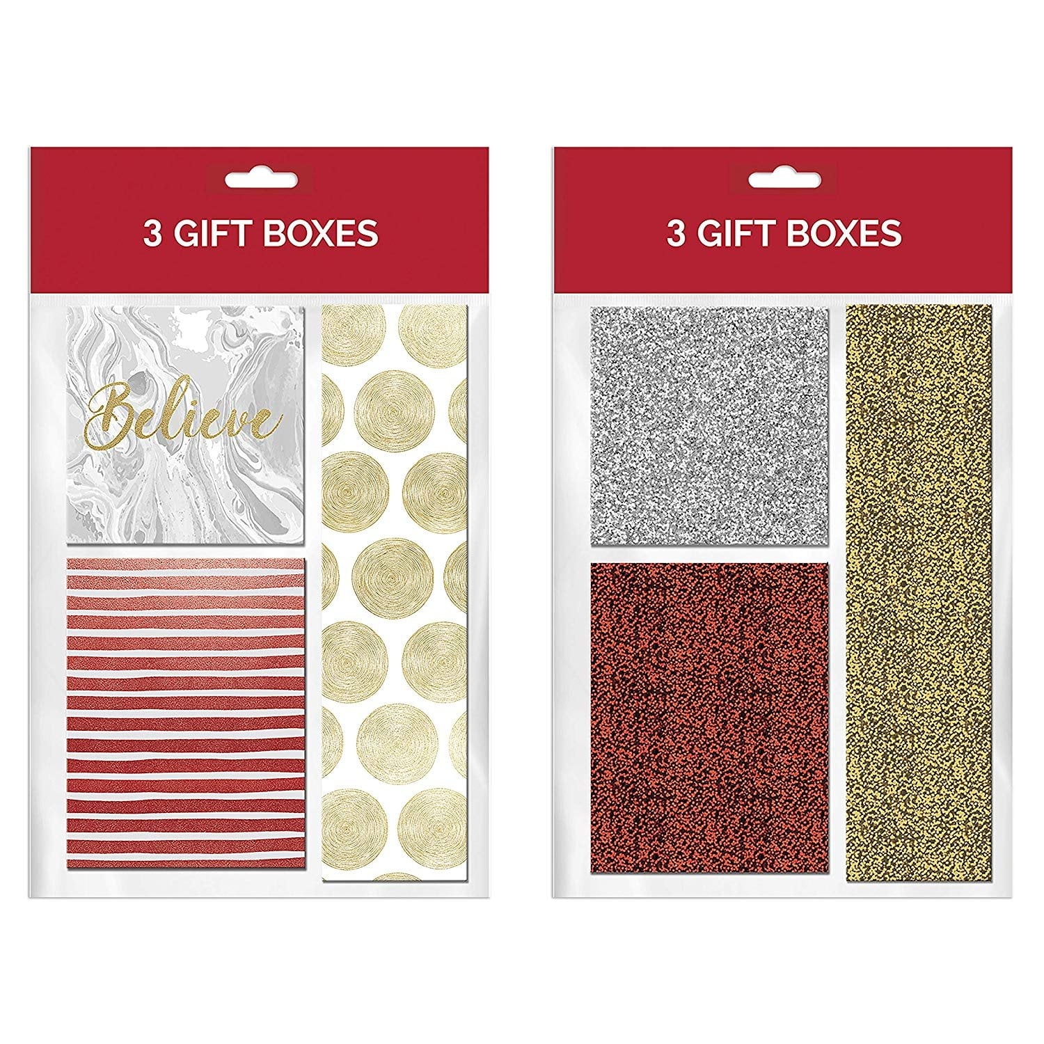 BTHERE Bundle of 6 Holographic & Foil Christmas Gift Holder Box for