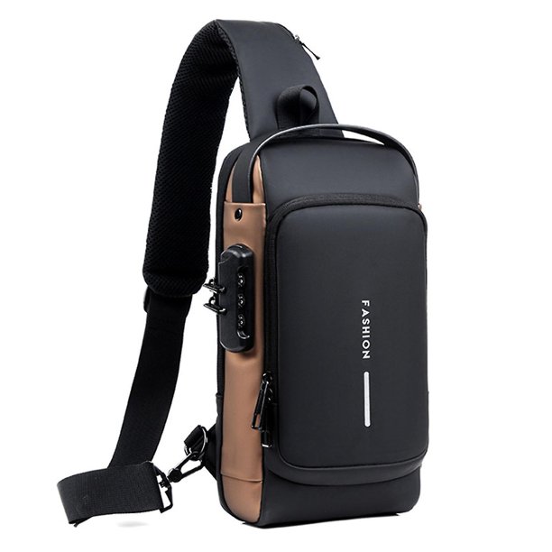 Bolso deportivo con carga USB para hombre, bolso antirrobo para el pecho con bloqueo de contraseña huangjie unisex
