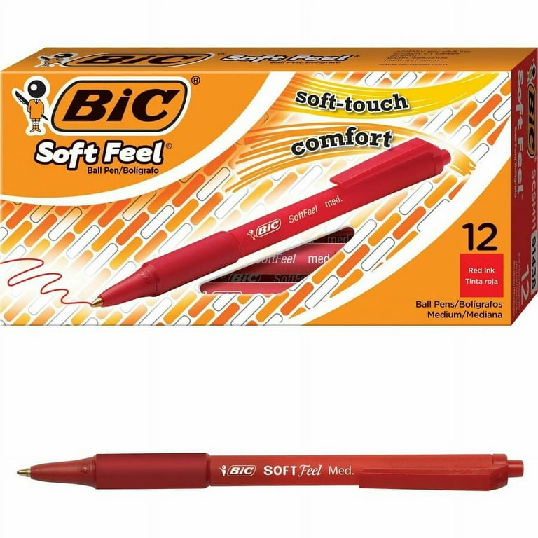 Soft Feel Ballpoint Pen, Retractable, Medium 1 mm, Red Ink, Red Barrel, Dozen Soft Feel Ballpoint Pen, Retractable, Medium 1 mm, Red Ink, Red Barrel, Dozen