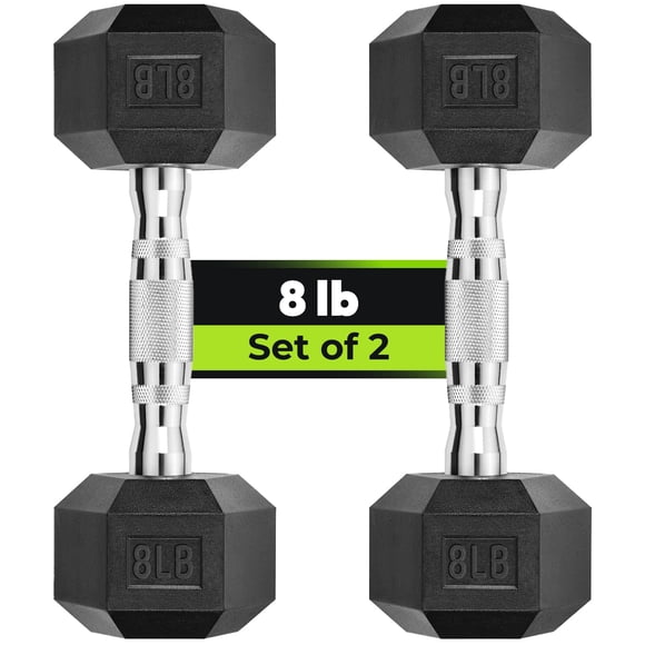 Mancuerna HANDBODE Handbode con funda hexagonal de goma, 8 libras, para entrenamiento de fuerza