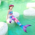thumbnail image 5 of 【Uhome】Girls Mermaid Bathing Suit 3PCS Cute Ruffle Bikini Swimsuits with Fish Tail Kids Beach Costume Set 3-12Y, 5 of 8