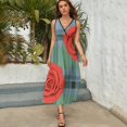 thumbnail image 5 of Vestido Largo Sin Mangas Para Mujer, Geometric Grid Traje Informal Para Cumpleaños, Verano, 5 of 5