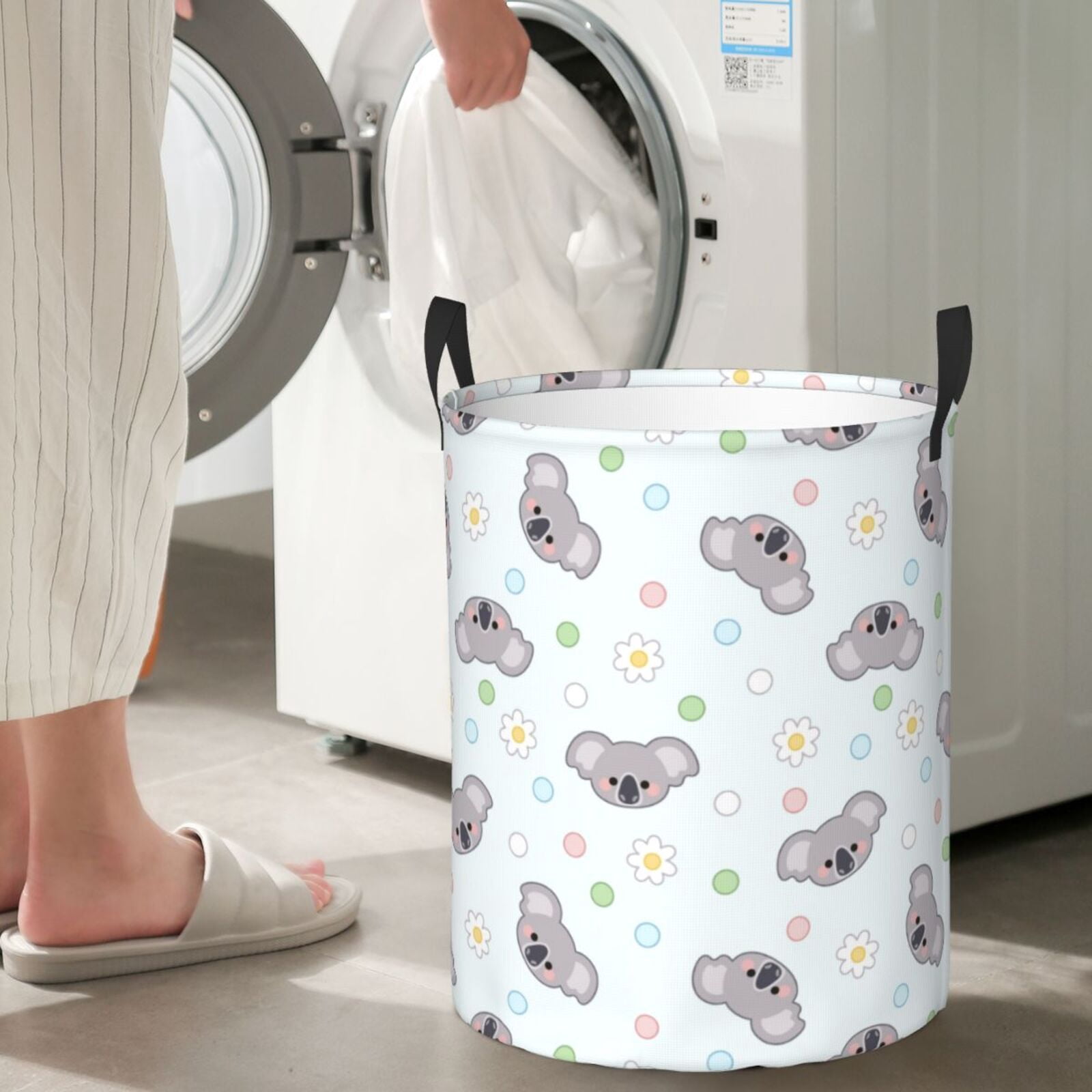 Large Laundry Basket with Handles - Cartoon Cute Koala Kids Baby Dirty Clothes Laundry Hamper for Bedroom Aesthetic
