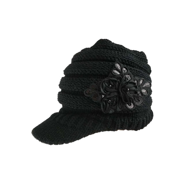 Gorro de lana Qarigey a la moda con protectores para los oídos negro