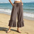 thumbnail image 3 of RFQWOVSR Women's Loose Fit Drawstring Linen Pants with Pockets Wide Leg Casual Summer Trousers L, 3 of 5