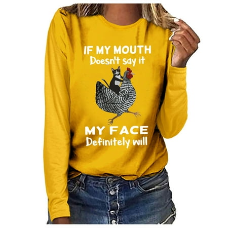 

FuChenYu Rash Guard for Women Workout Tops for Women Printed Casual Womens Sun Shirt Sun Shirt Women Yellow 3XL