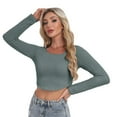 thumbnail image 4 of PINKSIR Women's Knitted Solid Crop Top with Square Neck and Fitted Asymmetrical Hem Dark Gray XL, 4 of 6