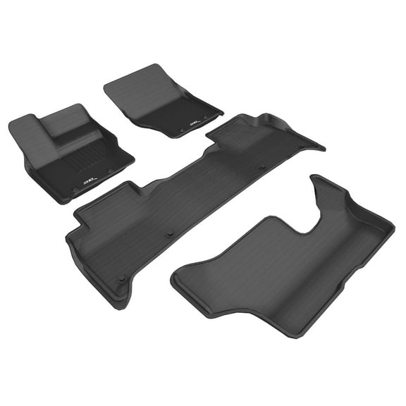 3D MAXpider Custom Fit Kagu Floor Mat (Black) Compatible with Land Rover Discovery 7-Seat 2017-2024 - Full Set