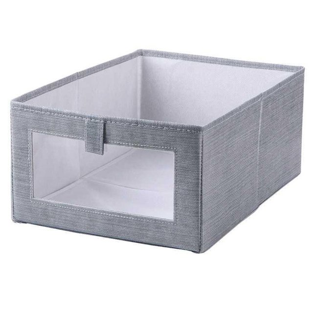Panier de Rangement en Tissu Pliable Grand Bac de Rangement Cube de Rangement avec Fenêtre Transparente