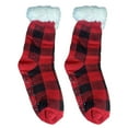 thumbnail image 5 of Women Christmas Socks Winter Lined Warm Socks Non Plus Velvet and Thick Plaid Print Snow Socks,Z1-Red One Size, 5 of 6