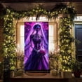 thumbnail image 5 of Halloween Decorations Door Cover, Large Scary Creepy Door Banner Bathroom Porch Door Backdrop House Halloween Party Decoration, 35*71 In Purple, 5 of 8