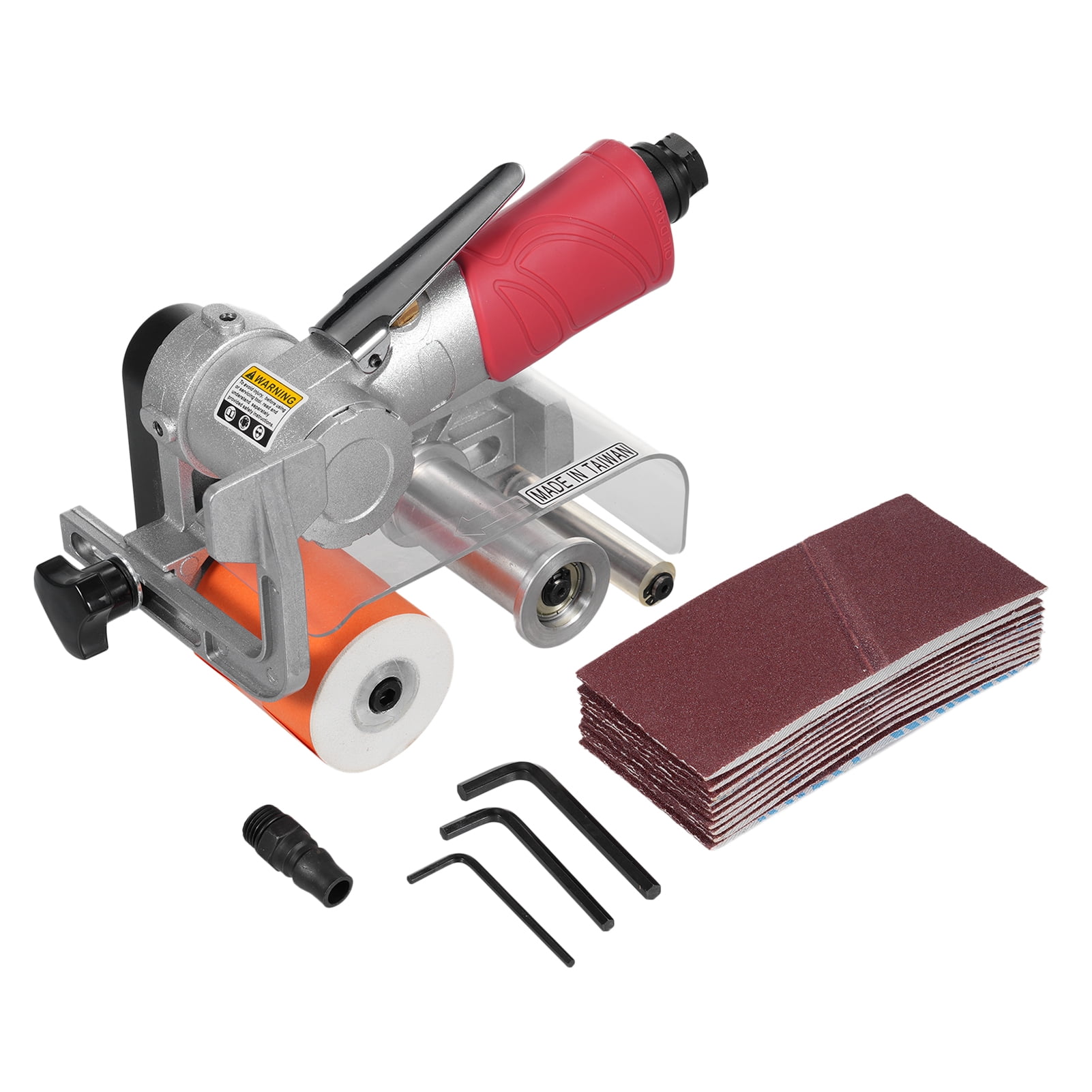 Air Belt Sander Pneumatic Roller Belt Sander Professional Belt Sander Sanding Pneumatic Tool with 11Pcs 60 x 260mm Sanding Belts Pneumatic Metal Wire