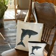 thumbnail image 2 of JEUXUS 2 Pcs Canvas Tote Bags Cute Aesthetic Tote Bags with Zipper Party Supplies Whale Shark Anatomy Marine Biologist White, 2 of 7