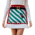 thumbnail image 1 of Minifalda de línea A para mujer, estampado navideño, lunares, costuras a rayas, falda de línea A de punto elástico alto, rojo, L, 1 of 8