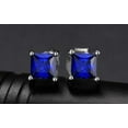 thumbnail image 3 of 2Ct Princess Cut Lab Created Blue Sapphire Stud Earrings 14K White Gold Plated, 3 of 5