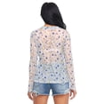 thumbnail image 5 of Ice Silk Mesh Long Sleeve Top Cooling Comfort Women's Crewneck Mesh Tops Casual Shirt Blue and Yellow Wildflowers X-Large, 5 of 6
