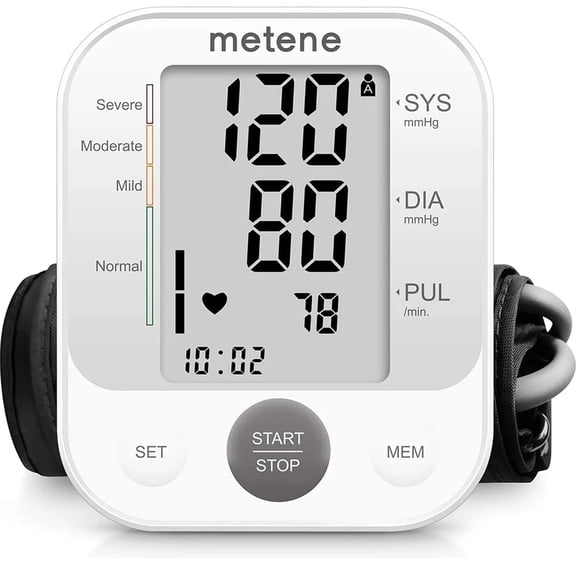 Metene Upper Arm Blood Pressure Monitor with Speaker, 2 Users, 240 Recordings, Large Cuff, Large Display Screen