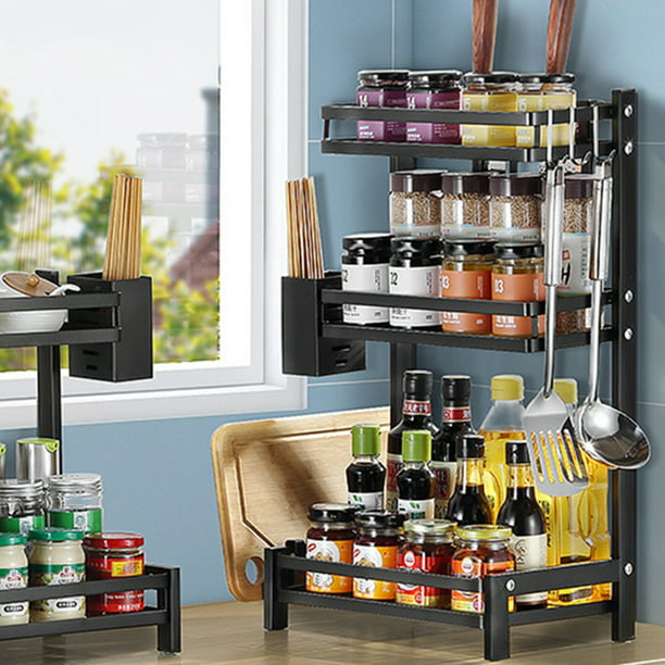 Spice Rack 3-Tier Kitchen Countertop standing Storage Organizer or Wall