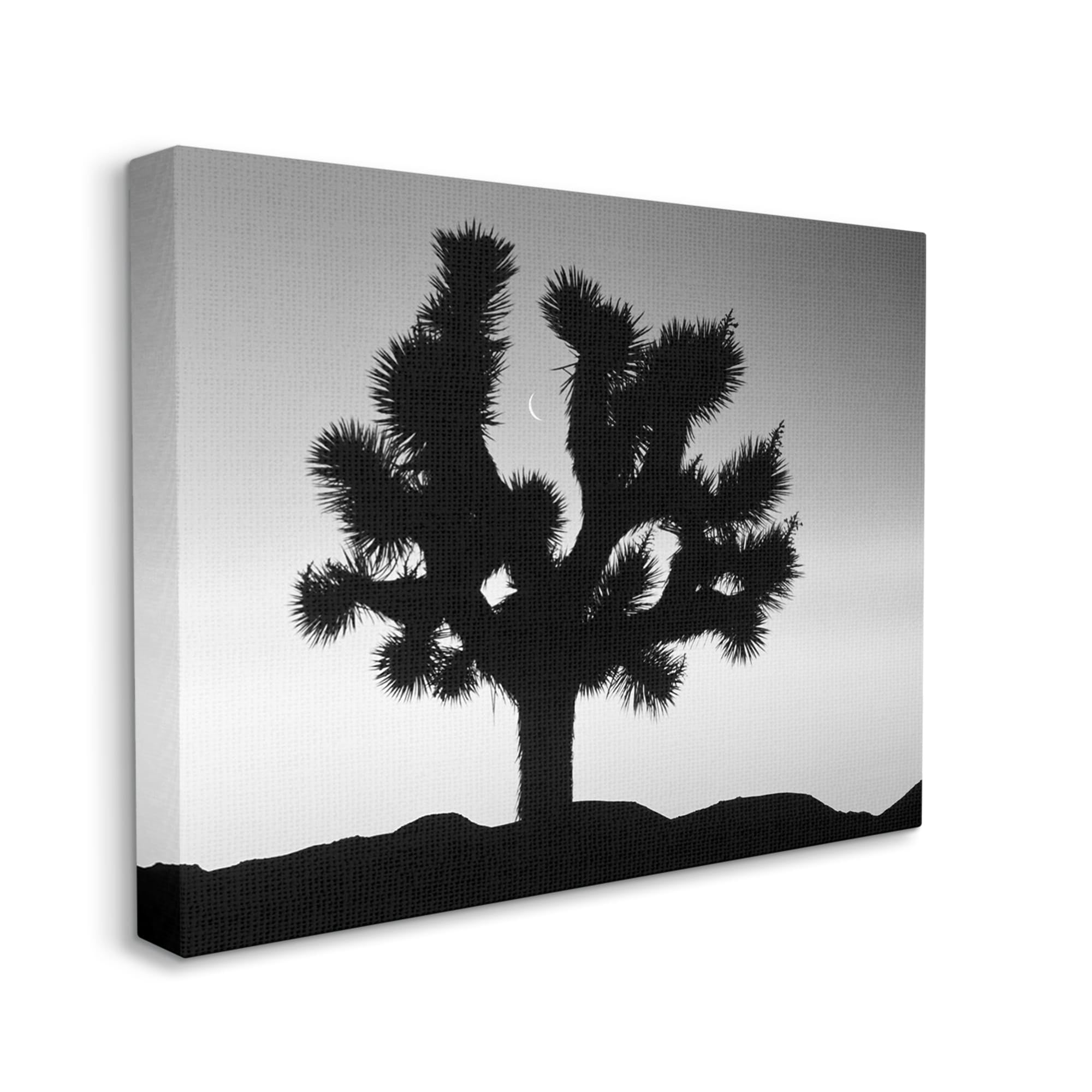 Stupell Industries Monochrome Moonlit Desert Tree Landscape Photography Gallery Wrapped Canvas Print Wall Art